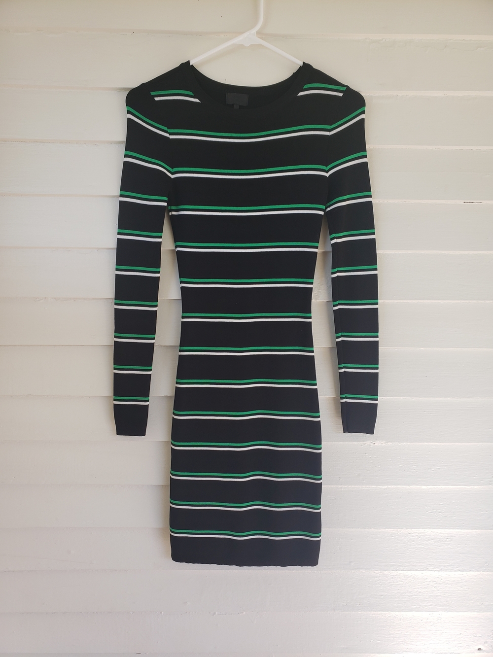 Seven Sisters Women’s Black Knit Stripe Bodycon Dress Size Xs